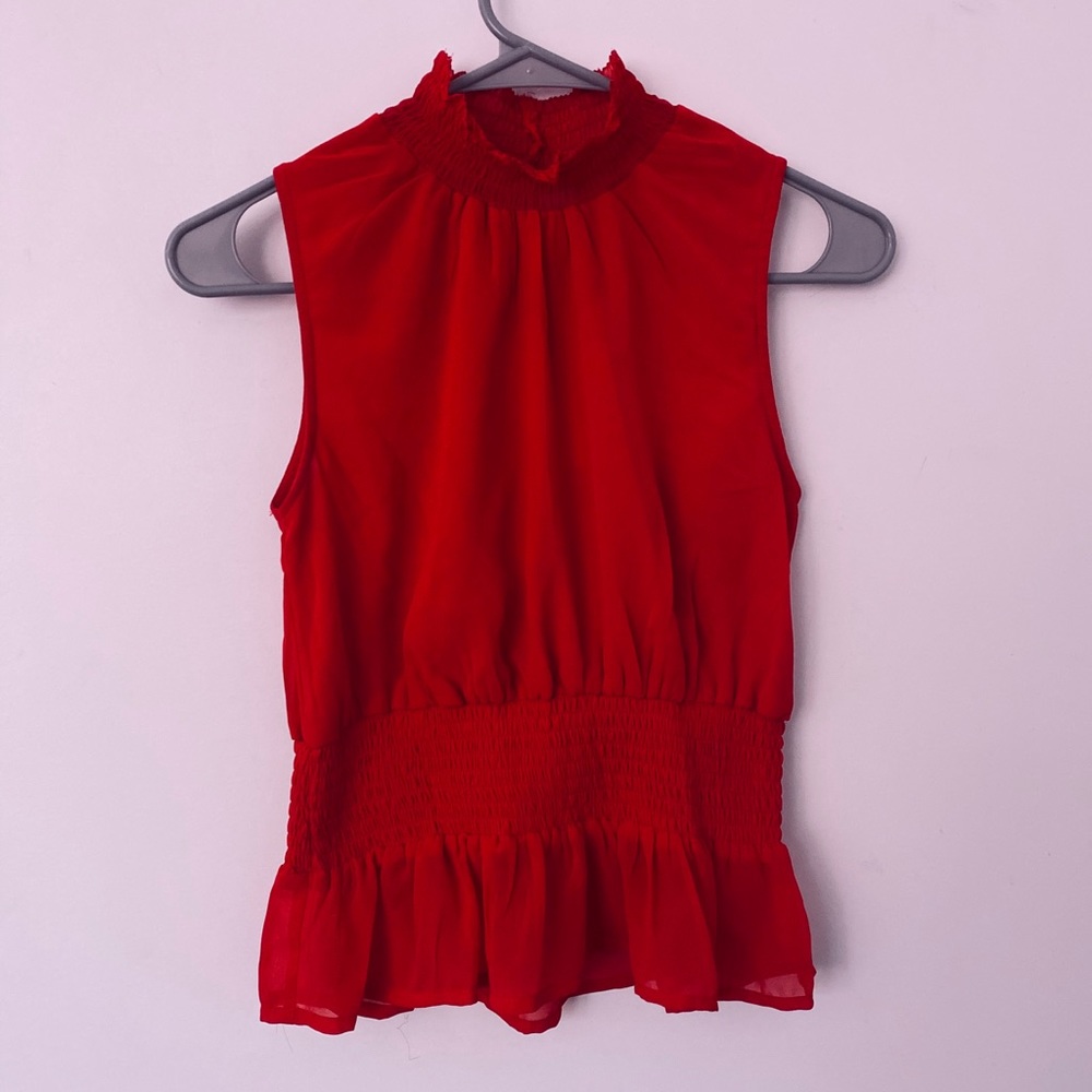 Boutique Classy Red Blouse NWOT Size Large